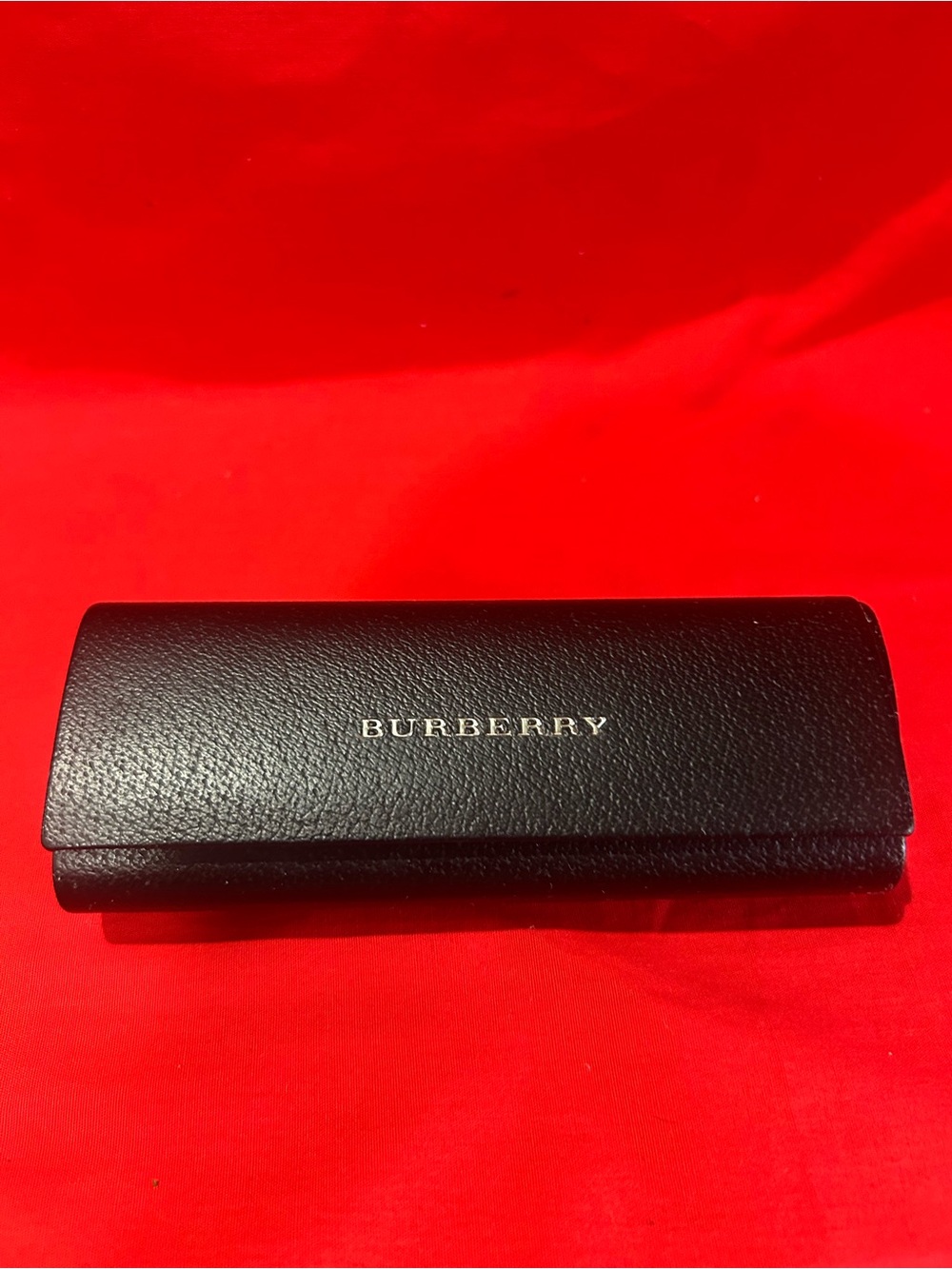 Burberry Black Leather Sunglasses Case with Gold Logo